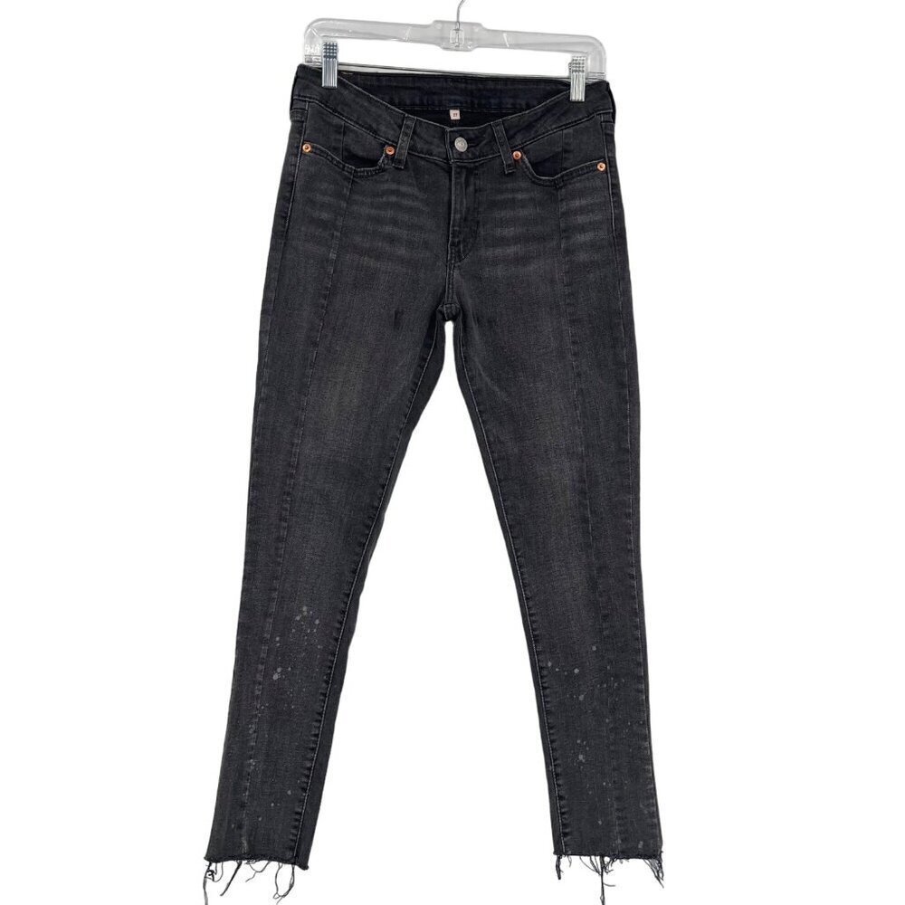 Levi's‎ 711 Bleach Paint Splatter Mid Rise Skinny Jeans Women's 27 Front Seam